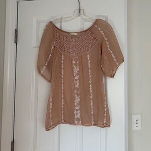 Paper Crane embroidered sheer top, size large